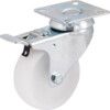 Light Duty, Castor, 75mm, Braked, Swivel, Top Plate, Polypropylene, White thumbnail-0