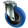 Medium Duty, Castor, 100mm, Unbraked, Swivel, Bolt Hole, Rubber, Blue thumbnail-0