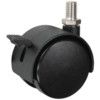 Light Duty, Twin Castor, 50mm, Braked, Swivel, Threaded, Nylon, Black thumbnail-0