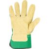 Mechanical Hazard Gloves, Green/Natural, Cotton Liner, Leather Coating, EN388: 2016, 4, 1, 2, 2, X, Size 10 thumbnail-2