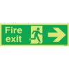 Fire Exit Arrow Right Photoluminescent Rigid PVC Sign 450mm x 150mm thumbnail-0