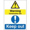 Warning Construction Site Rigid PVC Sign - 300 x 400mm thumbnail-0