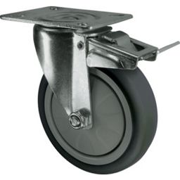 Light to Medium Duty Pressed Steel Castors - Thermoplastic Tyred Wheel with Nylon Centre - Ball Journal Bearing thumbnail-0