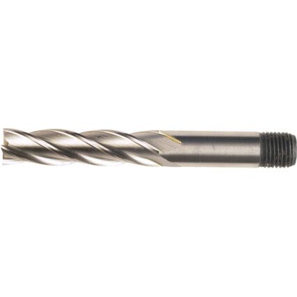 E431T, End Mill, Long, Threaded Shank, 20mm, Cobalt High Speed Steel, Bright