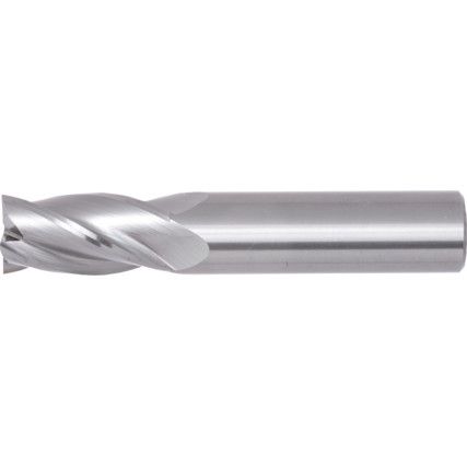 End Mill, Regular, Plain Round Shank, 16mm, Bright, Carbide, 4fl