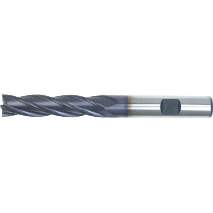 10, End Mill, Long, Weldon Flat Shank, 6mm, Cobalt High Speed Steel, TiALN