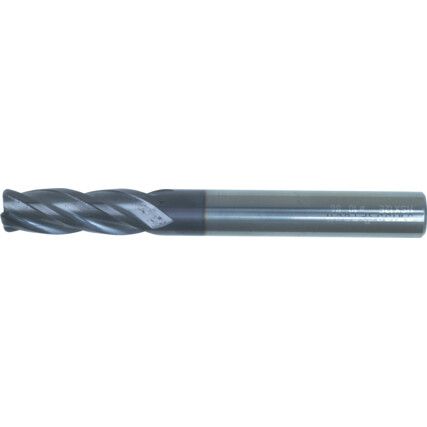 86, End Mill, Corner Radius, 12mm, Plain Round Shank, 4fl, Carbide, AlTiN