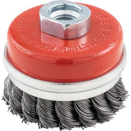 75 x 22mm Twist Knot Cup Brush 50 SWG - Plain Bore