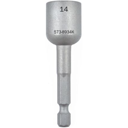 Screwdriver Bit, 14mm, Socket, 1/4" Hex