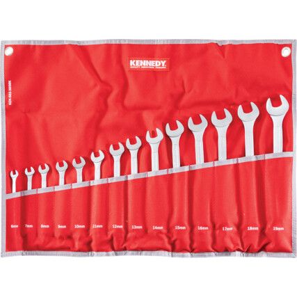 Metric, Combination Spanner Set, 6 - 19mm, Set of 14, Chrome Vanadium Steel