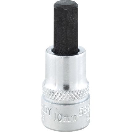 3/8in. Drive,  Hexagon Bit Socket, 10mm,  Metric,  6 Point