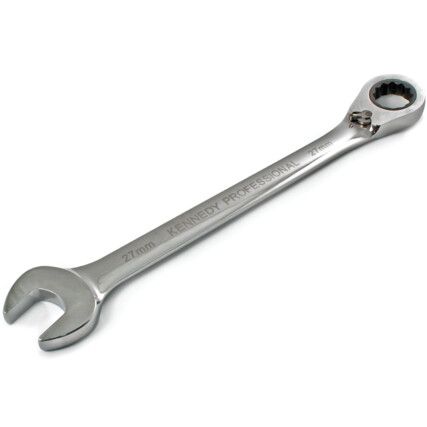 Single End, Ratcheting Combination Spanner, 27mm, Metric