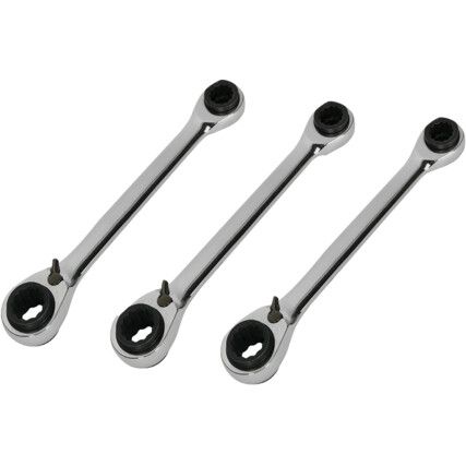 Metric, Ratchet Spanner Set, 8 - 19mm, Set of 3, Chrome Vanadium Steel