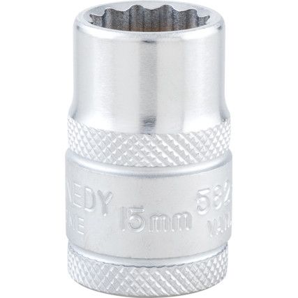 1/2in. Drive,  Bi-Hexagon Socket, 15mm,  Metric,  12 Point