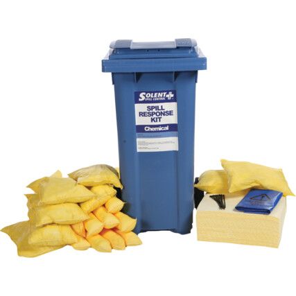 Chemical Spill Kit, 120L Absorbent Capacity Per Kit, 95 x 47 x 54cm, Wheeled Bin