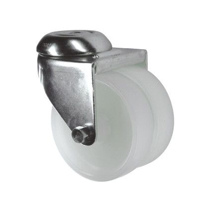 Light Duty, Twin Castor, 75mm, Unbraked, Swivel, Bolt Hole, Polypropylene, White