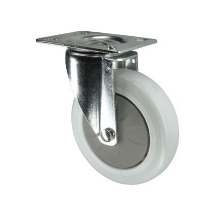 Light Duty/Medium Duty, Castor, 75mm, Unbraked, Swivel, Top Plate, Nylon, Grey