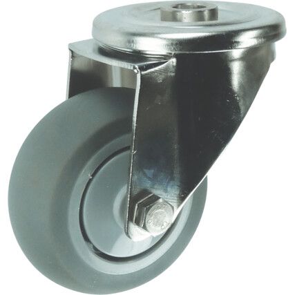 Castor, 100mm, Unbraked, Swivel, Top Plate, Rubber, Grey