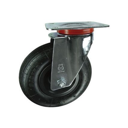 Castor, 200mm, Unbraked, Swivel, Top Plate, Rubber, Black