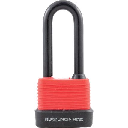 Keyed Padlock, Keyed Different, Steel, Red, 45mm Width, Weatherproof