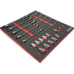 23 Piece Ratchet Combination Spanner Set with Go-Thru™Sockets in Tool Control 2/3 Width Foam Inlay.
 thumbnail-3