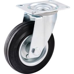 Medium Duty Pressed Steel Castors, Rubber Tyre, Roller Bearing thumbnail-3