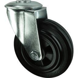 Medium Duty Pressed Steel Castors - Rubber Tyred Wheel with Polypropylene Centre - Roller Bearing thumbnail-1