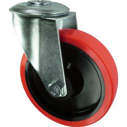 Pressed Steel Castors, Medium Duty, Polyurethane Tyred Wheel, Nylon Centre thumbnail-2