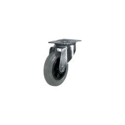 Medium Duty Pressed Steel Castors, Grey Rubber Tyres with Nylon Wheels thumbnail-0